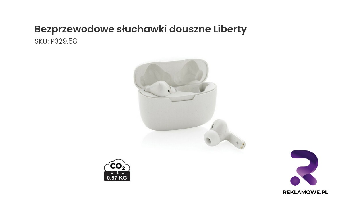 Słuchawki douszne Liberty bezprzewodowe na białym tle