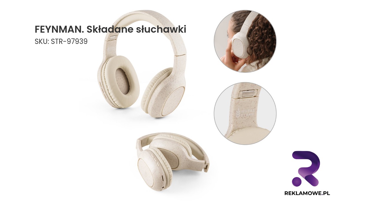 Skladane słuchawki FEYNMAN na białym tle