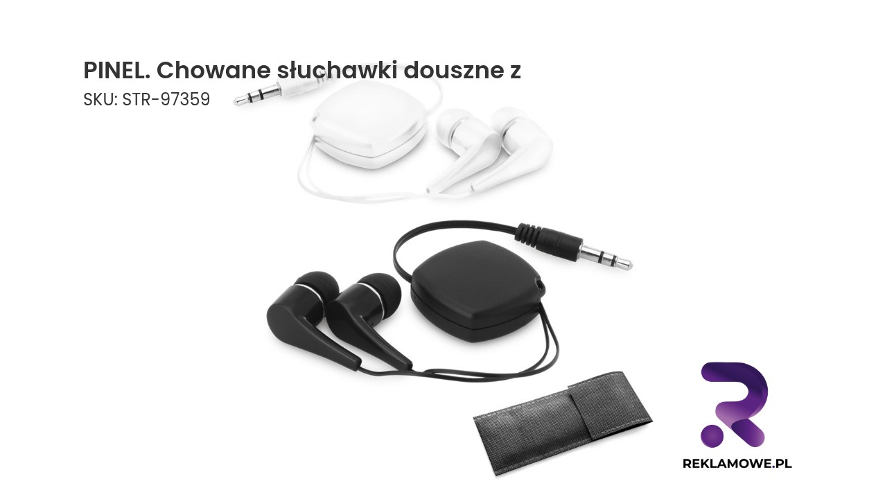 PINEL. Chowane słuchawki douszne z kablem ABS 0.75 m PINEL chowane słuchawki douszne