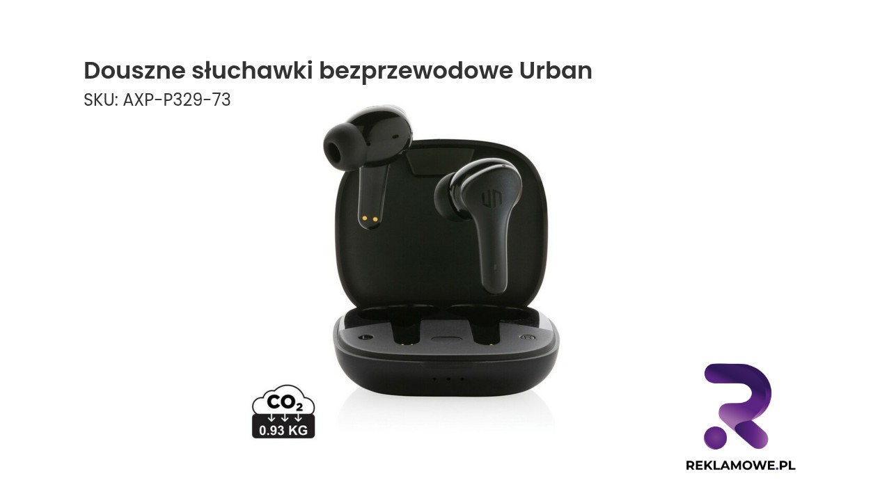 Bezprzewodowe słuchawki douszne Urban na białym tle