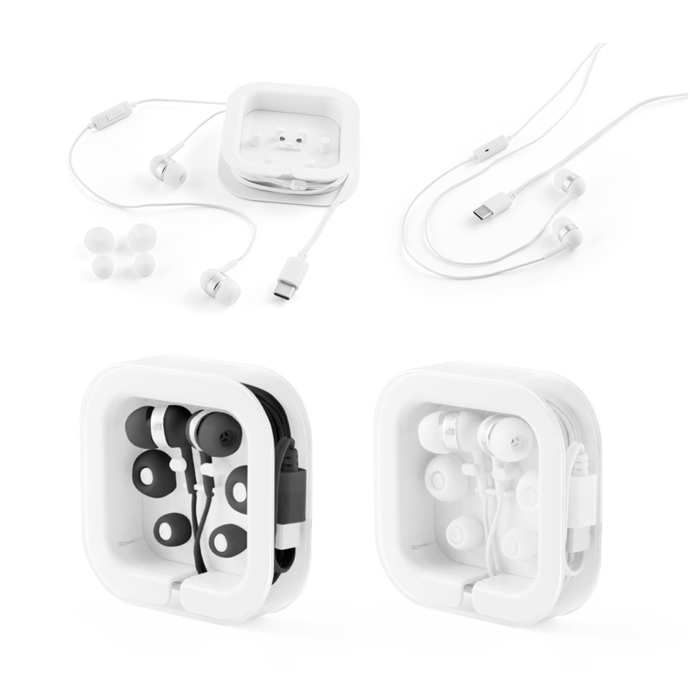 PRESLEY. Słuchawki douszne z 1.2-metrowym kablem USB-C i wbudowanym mikrofonem ABS 97139_set